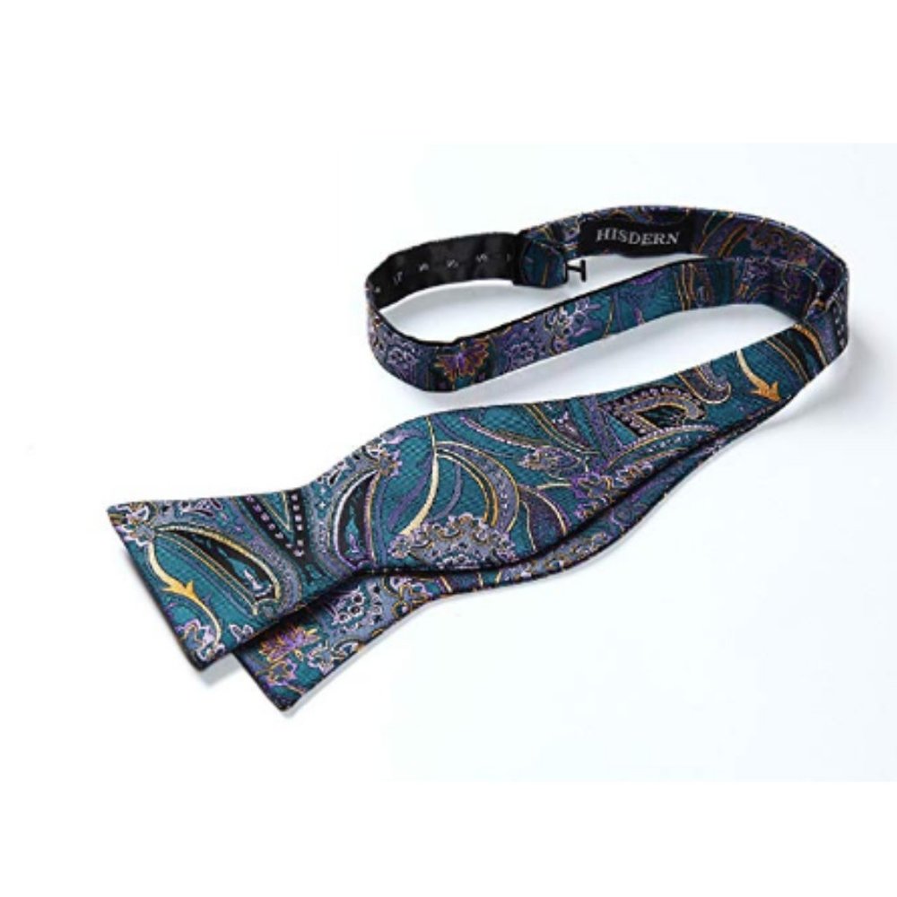 Men's Paisley Floral Jacquard Woven Party Bow Tie - Picture 4 of 7